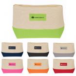 Color Accented Jute Cosmetic Bag