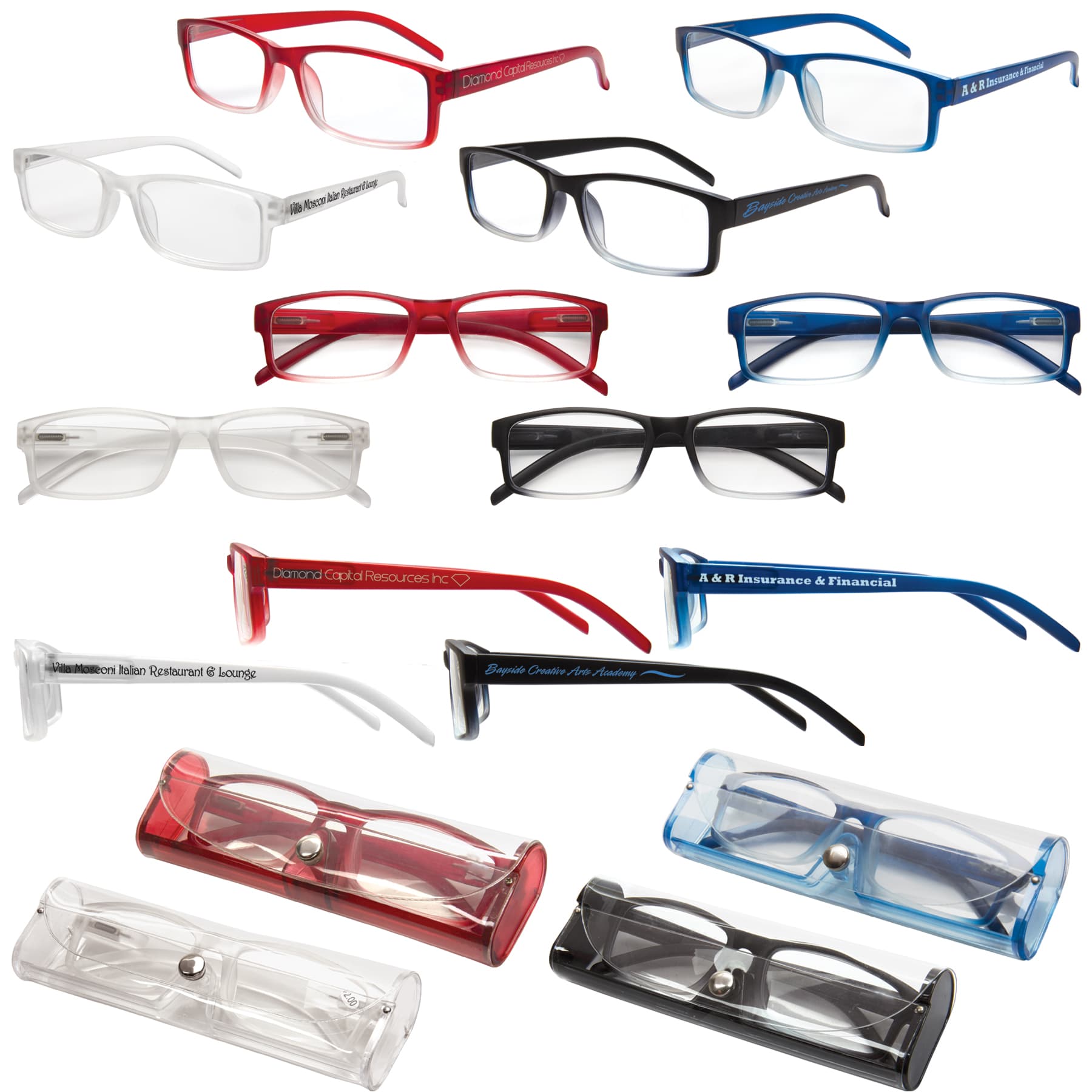 Custom Printed Soft Feel Reading Glasses with Matching Protective Case