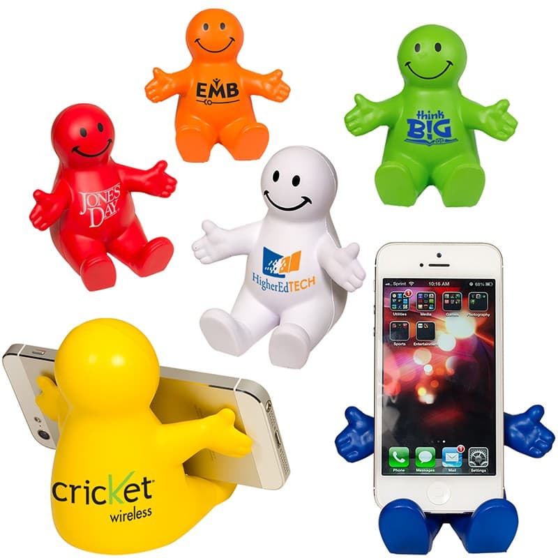 Promotional Smile Guy Stress Reliever and Cell Phone Holder