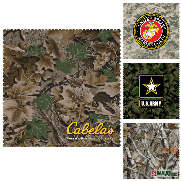 Custom Printed 6&quot; x 6&quot; Camouflage Microfiber Cleaning Cloths