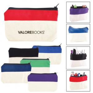 Two-Tone Zip Cotton Cosmetic Pouch