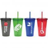 20 Oz. Large Colored On-The-Go Cup with Matching Lid and Straw