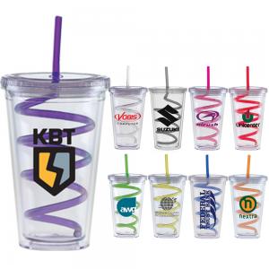 20 Oz. Large On-The-Go Cup with a Color Curly Straw