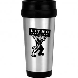 14 oz. Stainless Steel Travel Tumbler with Black Plastic Lid