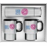 3 Piece Bullet Stainless Steel Thermos and Travel Mugs Set
