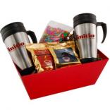 Coffee Gift Tray with Two 16 oz Travel Mugs and Candy