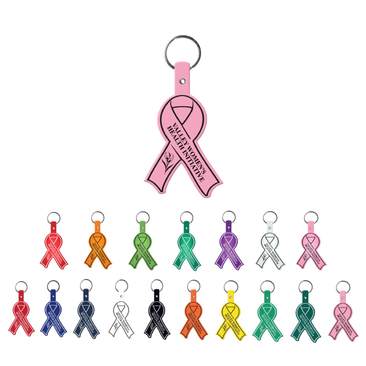 Custom Printed Pink Ribbon Key Chain