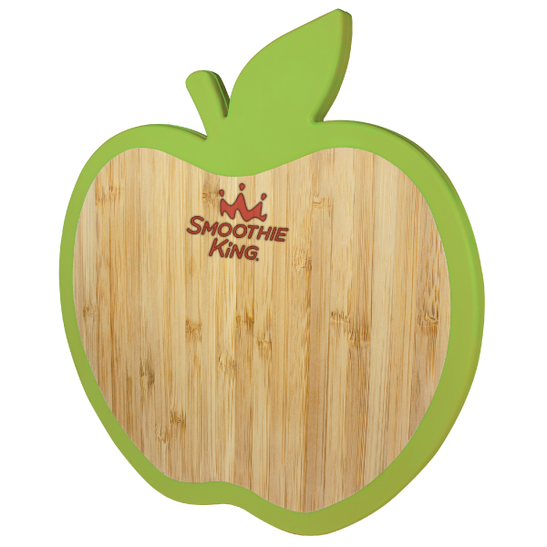 Custom Imprinted Bamboo Apple Shaped Cutting Board With Silicone Edge