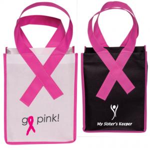 Small Breast Cancer Awareness Tote With Pink Ribbon Handles