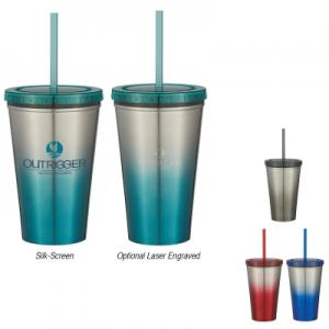 16 Oz. Gradient Color Tumbler With Straw