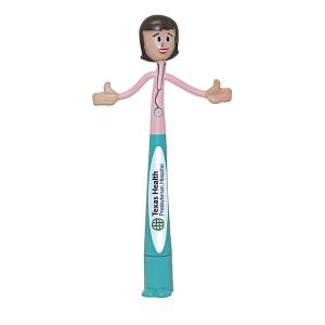 Female Healthcare Care Professional Bend-A-Pen with a Full Color Imprint