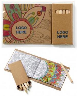 Adult Coloring Book To-Go with Wooden Pencil Set