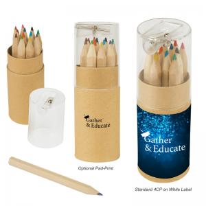 12 Piece Colored Pencils Tube with Sharpener
