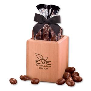 Hardwood Pen &amp; Pencil Cup with Chocolate Covered Almonds
