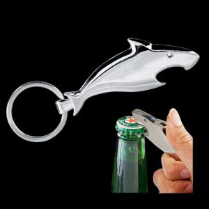Shiny Metal Shark Bottle Opener Key Tag 