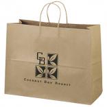 16" x 6" x 12" 100% Recycled Brown Paper Shopping Bag