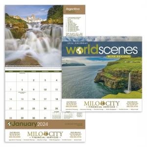 World Scenes with Recipe Wall Calendar