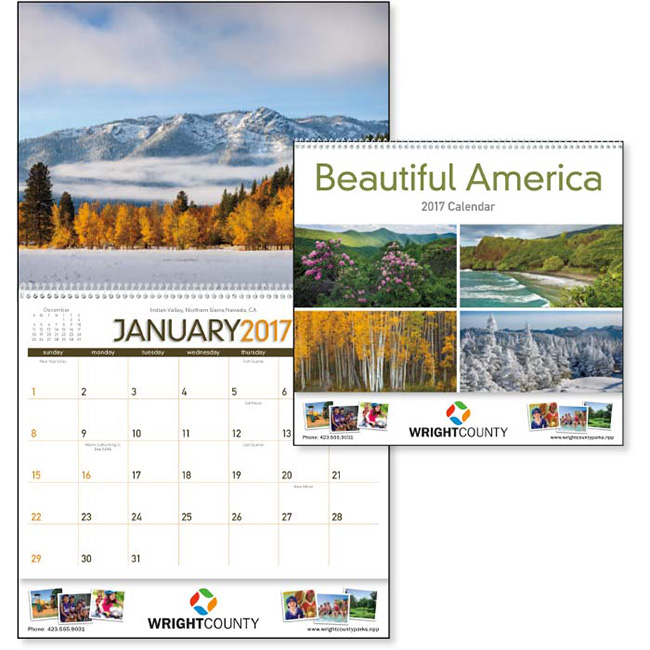 Beautiful America Wall Calendar With Logo