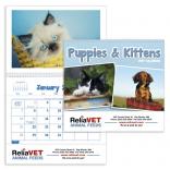 Puppies & Kittens Wall Calendar with Storage Pocket