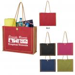 Biodegradable Jute Tote with Button Loop Closure 