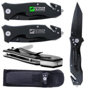 Heavy Duty Rescue Pocket Knife with Black Pouch 
