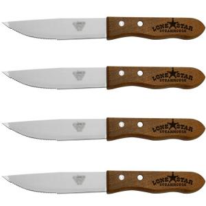 Wood Handle Jumbo Steak Knife Set of 4 With Pointed End