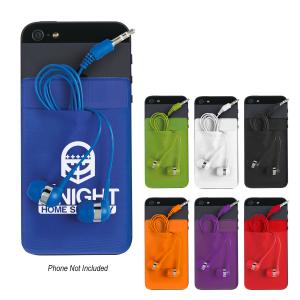 Spandex Phone Card Sleeve with Earbuds