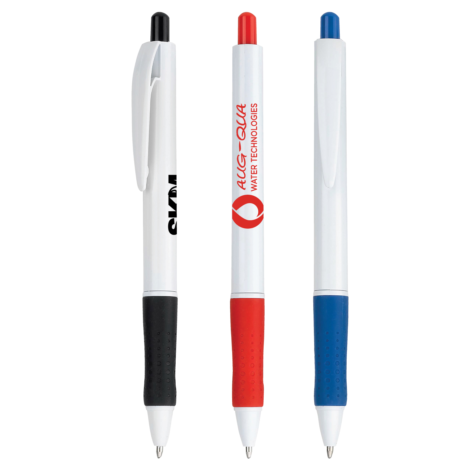 Custom Imprinted Bold White Rubber Grip Retractable Pen
