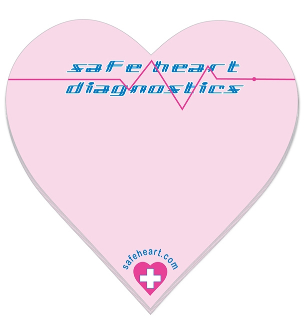 Custom Imprinted 25 Sheet Lifeline Heart Shaped Sticky Notes (5.5x5.5)