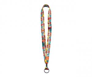 3/4&quot; Dye-Sublimated Lanyard with Metal Crimp and Metal Split-Ring 