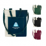 Multi-Color Cotton Tote with Over-sized Outside Pocket