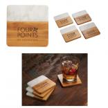 Blaire Marble and Bamboo coaster Set