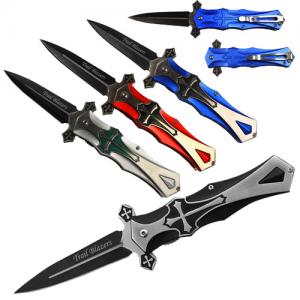 Premium Cross Design Handle Folding Knife
