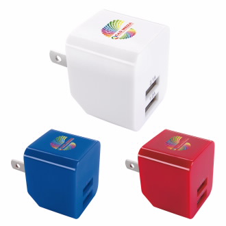 2 Port 2.1 A Wall Adapter with Logo