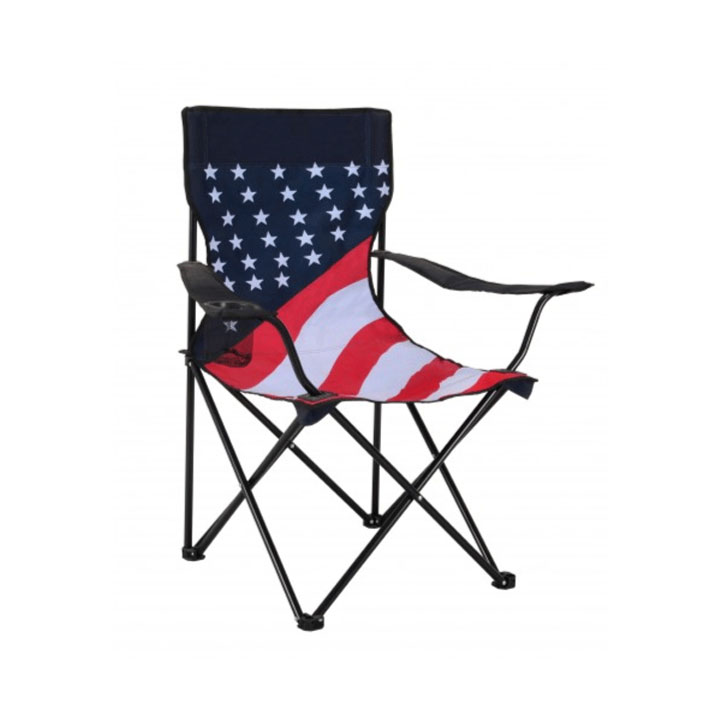 Patriotic Folding Chair with Dual Cup Holders