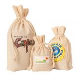 5.5 x 1.5 x 10 Gusseted Natural Cotton Drawstring Bag