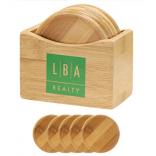 5 Piece Bamboo Coaster Set with Coaster Stand