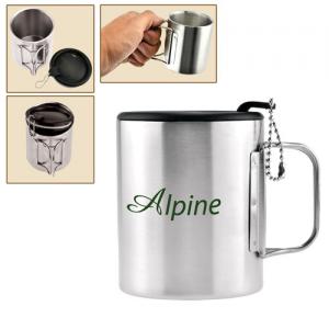 10 OZ Double Wall Stainless Steel Camping Cup with Foldable Handles
