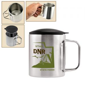 7.4 OZ Double Wall Stainless Steel Camping Cup with Foldable Handles
