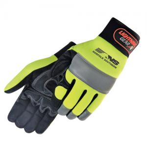Premium Hi-Vis  Leather Reinforced Palm Mechanic Gloves