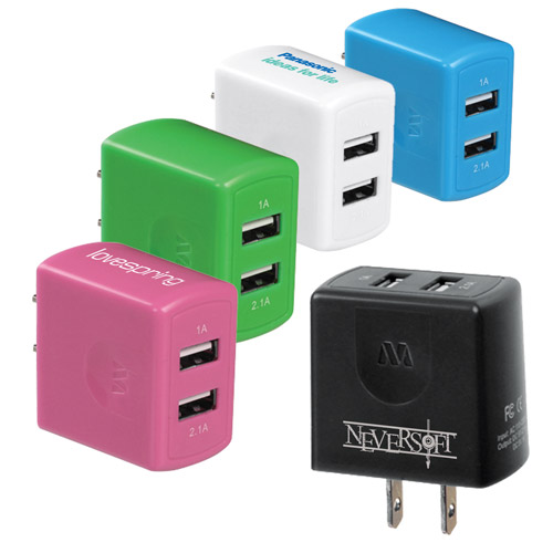 Promotional Dual USB Travelers Wall Charger 