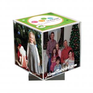 Spinning Photo Cube with Silver Base 3.5 x 3.5