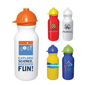 20 oz Cycle Bottle with Safety Helmet Push &amp; Pull Cap