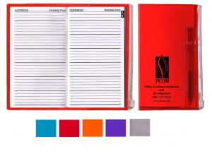Translucent Zip Back Cover Address Book with Pen