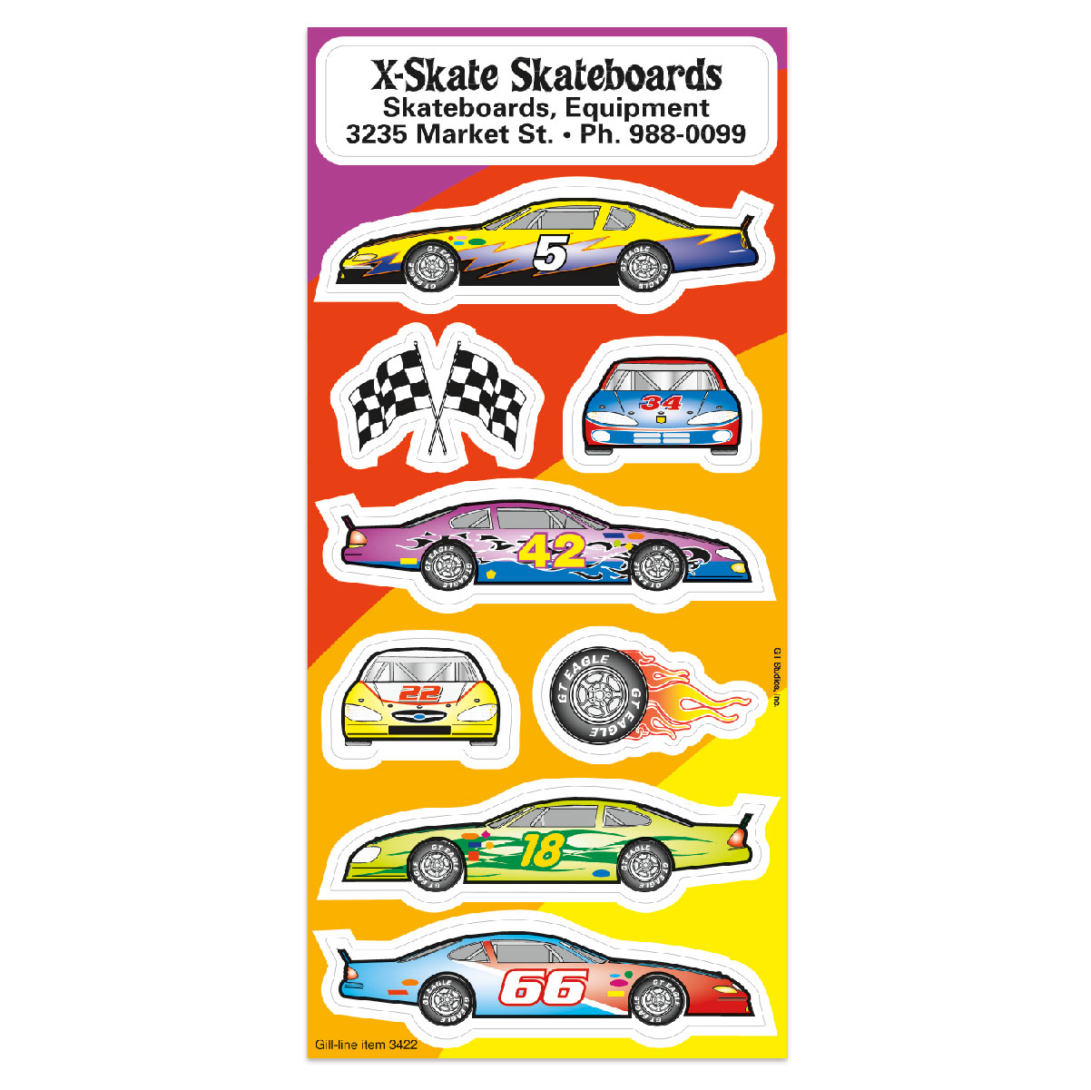 Promotional Race Car Sticker Sheet Collection