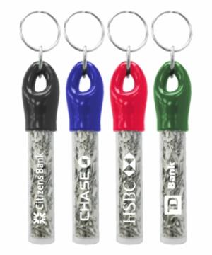 Shredded Currency Money Filled Cylinder Shaped Key Chain 
