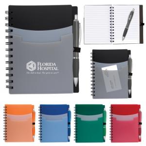 Triple Pocket Spiral Notebook with Pen