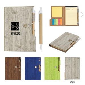 4&quot; x 6&quot; Woodgrain Look Notebook with Sticky Notes and Flags