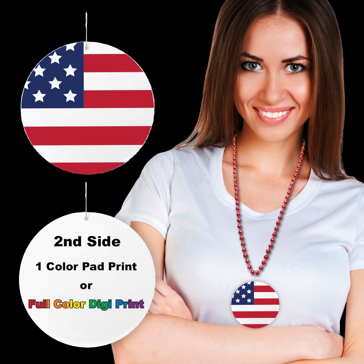 American Flag Plastic Medallion