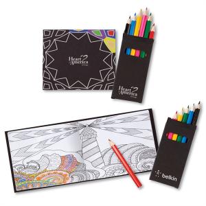 Adult Coloring Book with 6 Colored Pencils